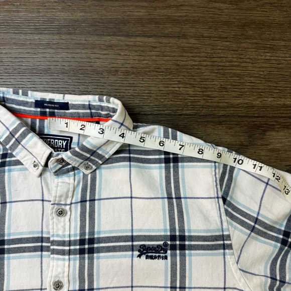 Superdry white collared button down plaid flannel shirt - Picture 12 of 12